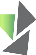 Green irregular shape left, two dark grey triangles right, transparent bg