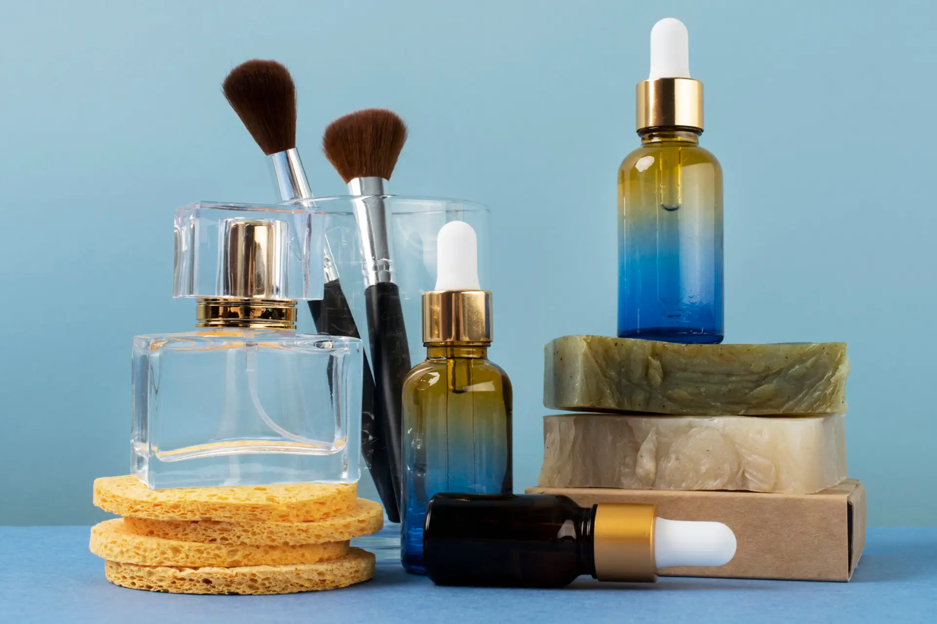 still life skincare products
